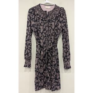 Boden Jersey Smock Neck Long Sleeve Spring Leaf Dress Size 10R
